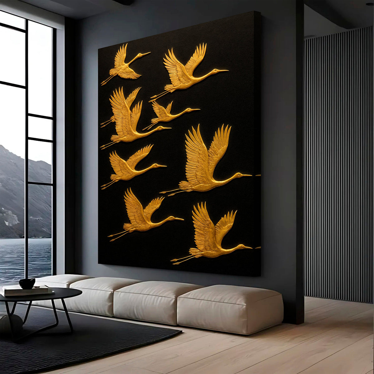 Abstract Sandhill Cranes Canvas Wall Art, Premium Gallery Wrapped – view 2