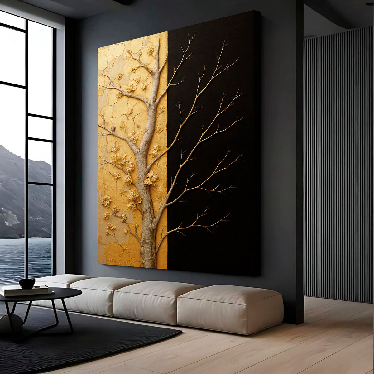 Golden Eclipse Abstract Canvas Wall Art, Gallery Wrapped – view 2