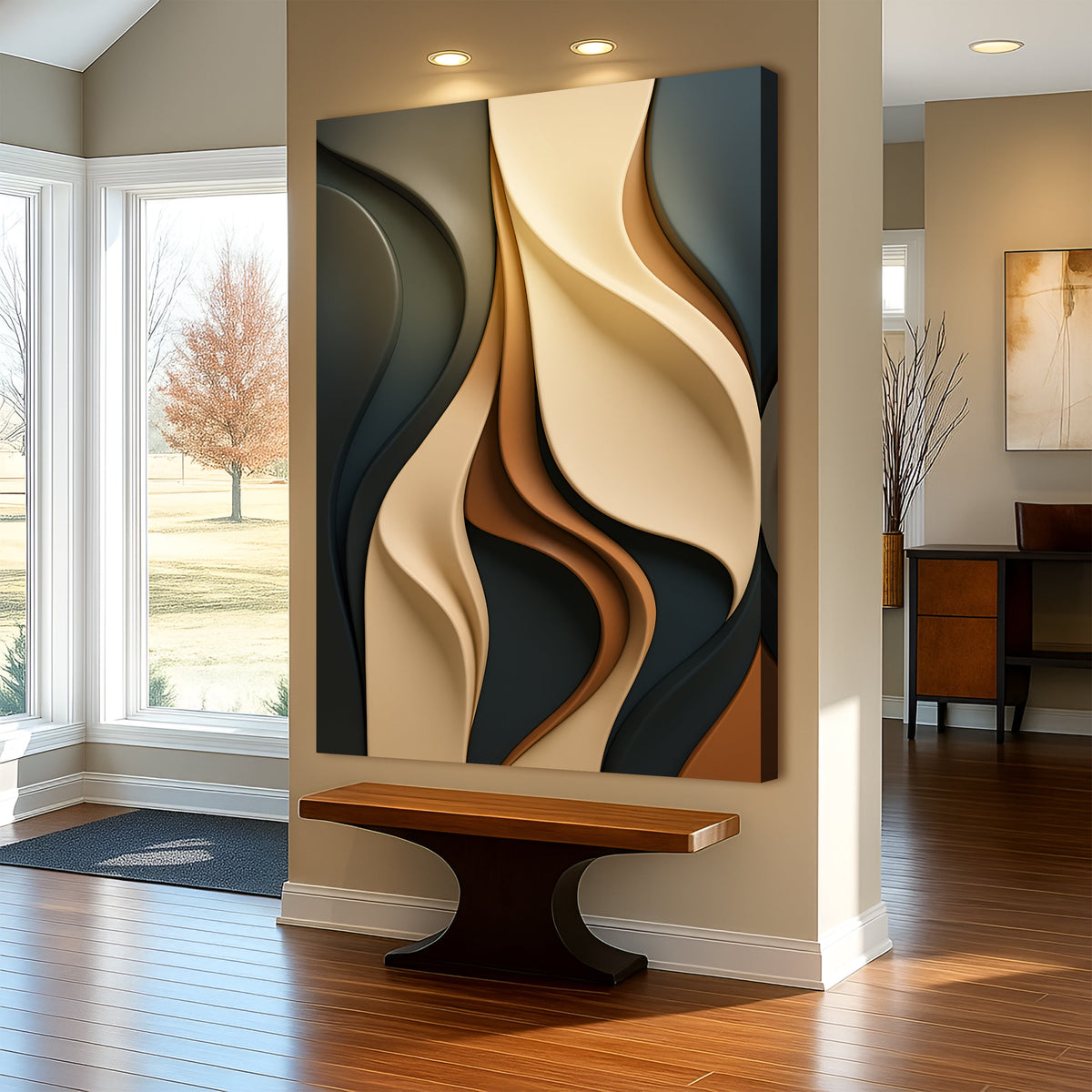 Modern Abstract Minimalist Canvas Wall Art, Vertical Gallery Wrapped – view 2