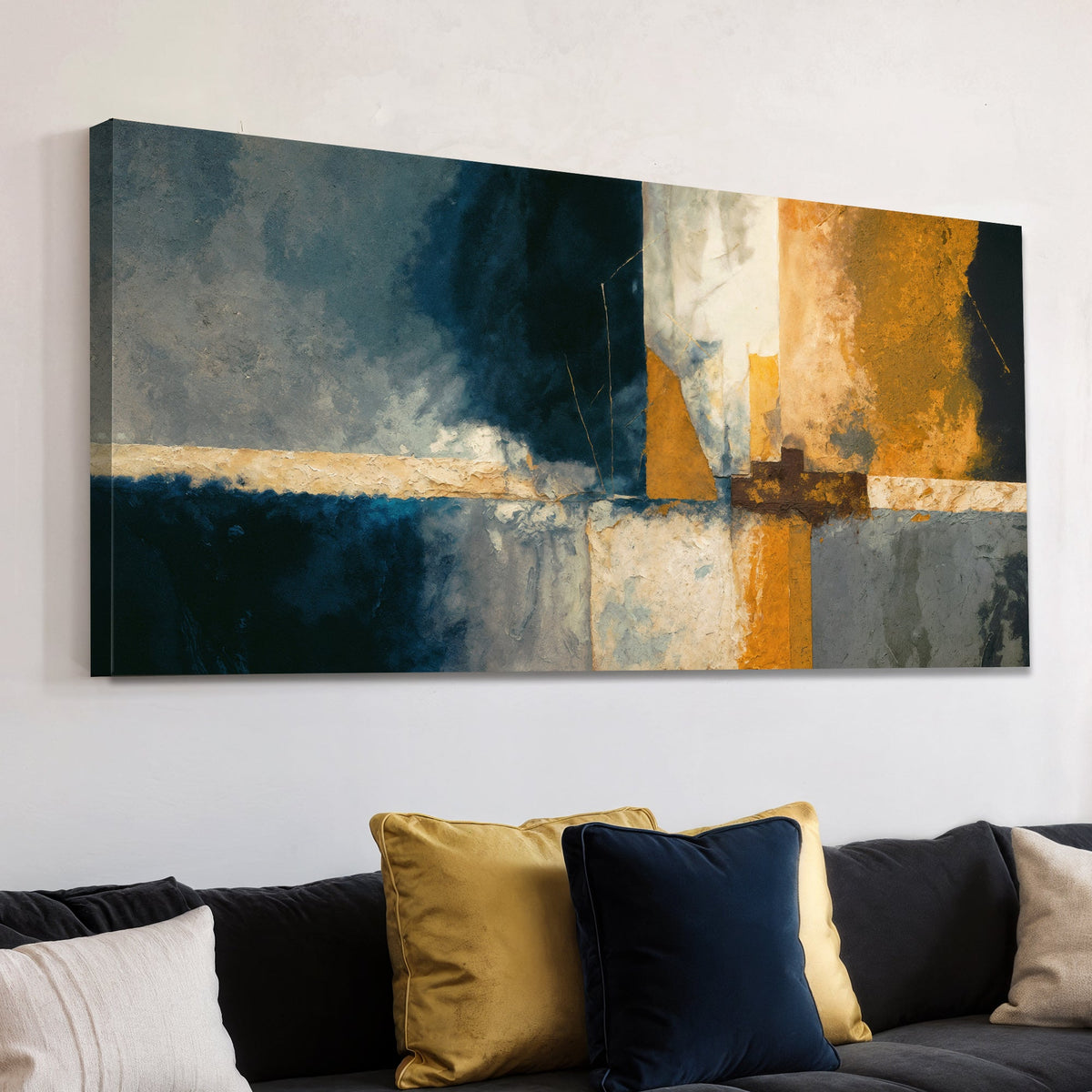 Abstract Geometric Lines Canvas Wall Art, Wide Panoramic Format – view 2