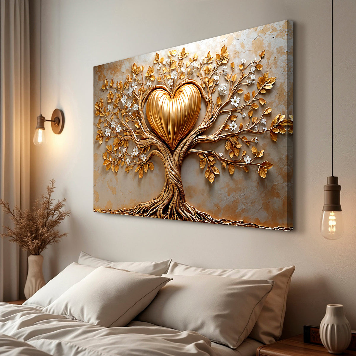 Golden Tree Heart Canvas Wall Art, Premium Gallery Wrapped – view 2