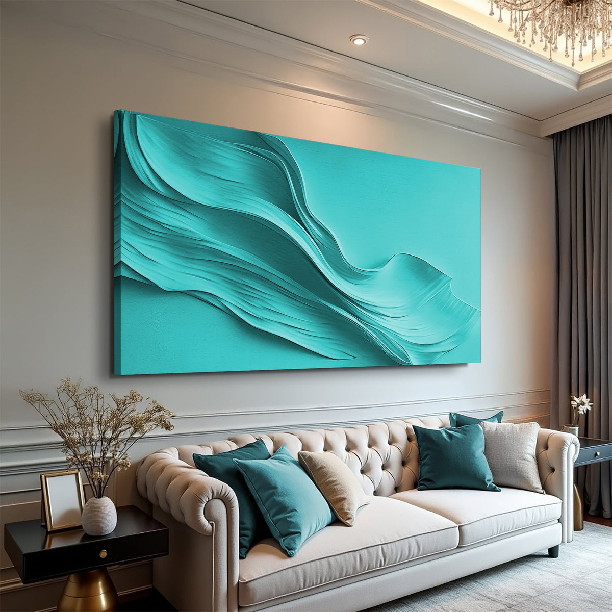 Turquoise Minimalist Canvas Wall Art – Panoramic Gallery Wrapped – view 2