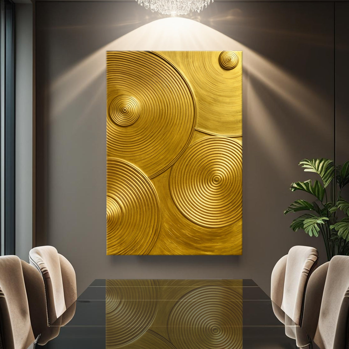 Gold Symphony Abstract Canvas Wall Art, Gallery Wrapped – view 4