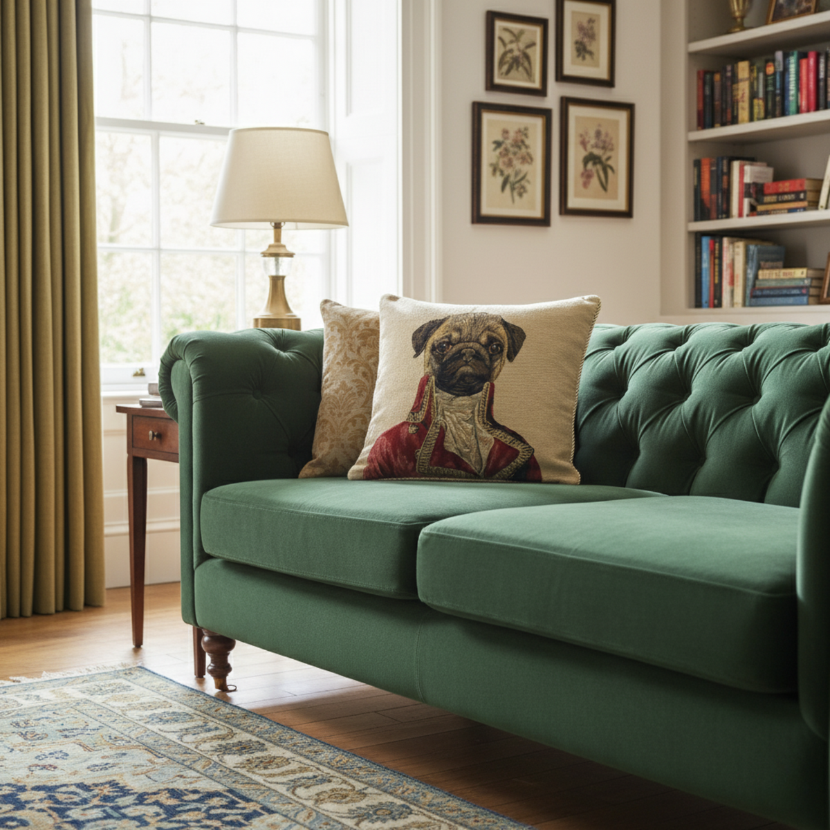 Napoleon Bonaparte Pug Vintage Tapestry Throw Pillow Cover, 18 x 18 – view 2