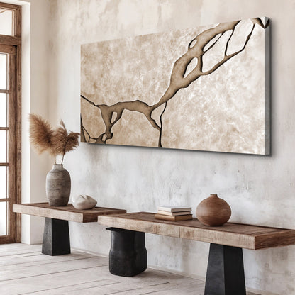Muddy Abstract Earth Tone Canvas Wall Art, Wide Gallery Wrapped – view 2