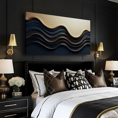 Black and Gold Minimalist Abstract Canvas Wall Art III, Wide Format – view 2