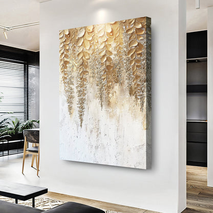 Golden Wisteria Floral Canvas Wall Art, Gallery Wrapped – view 2