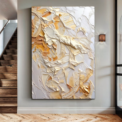 Minimalist wave abstract canvas wall art in a coastal-modern bedroom with linen bedding