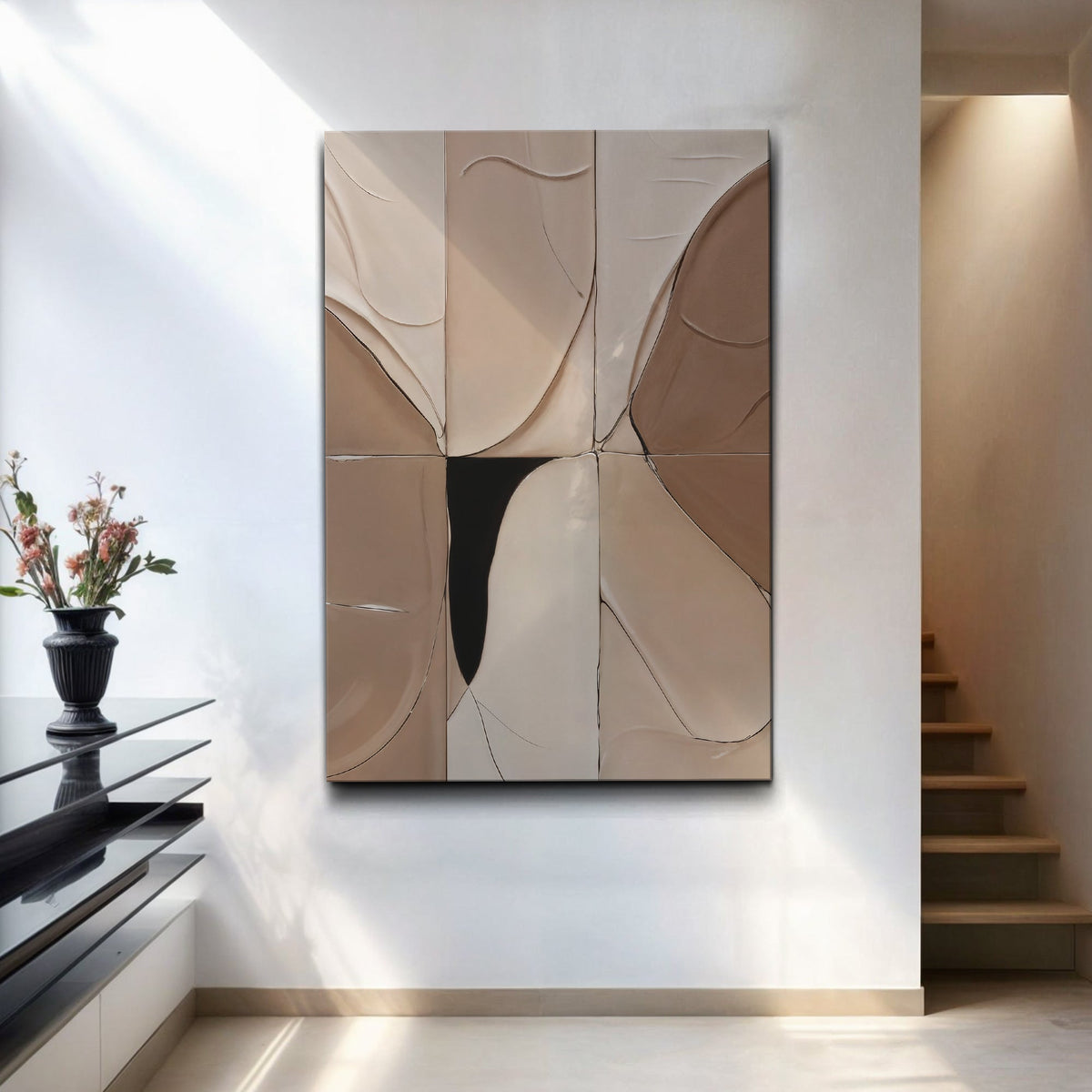 Neutral Abstract Boho Canvas Wall Art, Premium Gallery Wrapped – view 2