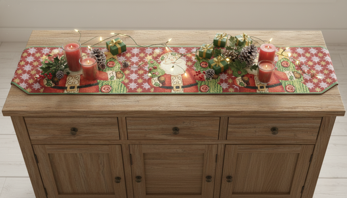 Santa Claus Is Coming to Town Cotton Blend Holiday Table Runner – view 6