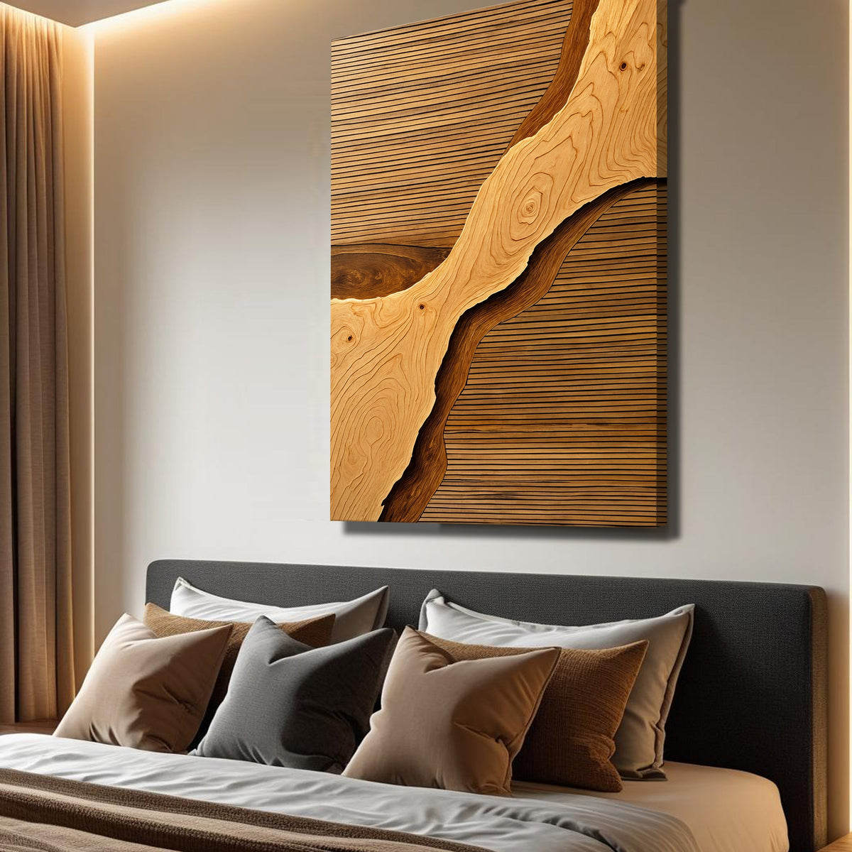 Wood Rift Abstract Canvas Wall Art – Premium Gallery Wrapped Print – view 2