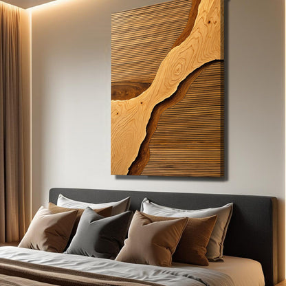 Wood Rift Abstract Canvas Wall Art – Premium Gallery Wrapped Print – view 2
