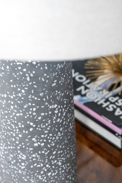 Artisan Multicolor Glass Table Lamp with Linen Shade, Black and Beige – view 4
