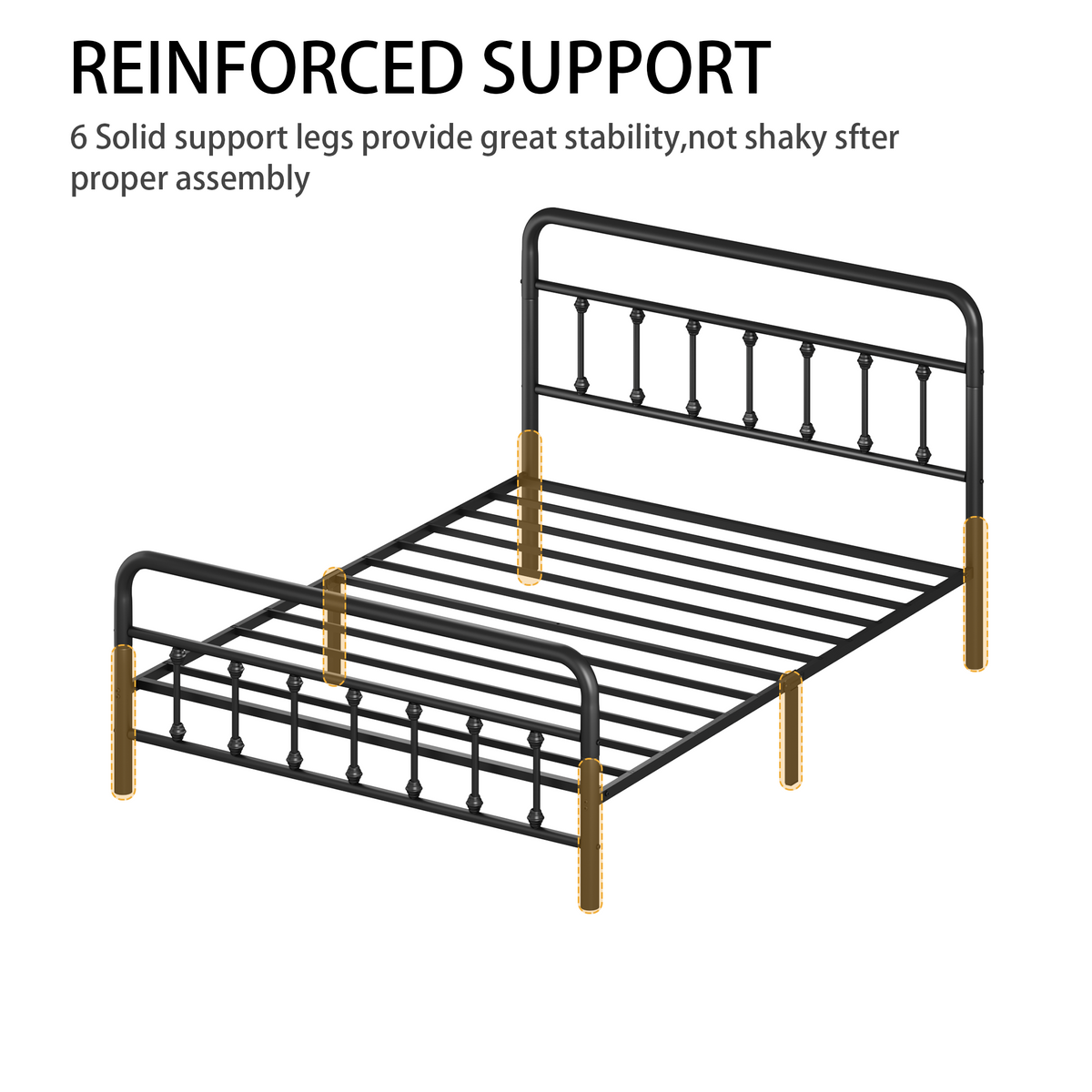 Black Metal Full Size Bed Frame with Headboard and Under-Bed Storage – view 3