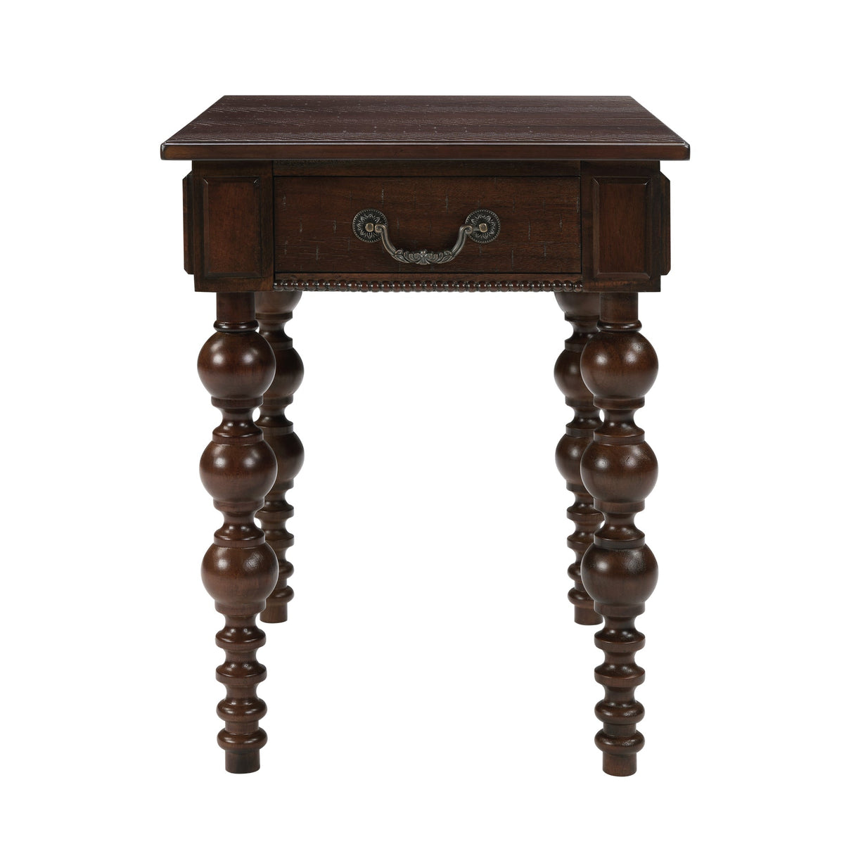 Espresso Wood End Table with Drawer and Turned Spindle Legs – view 9