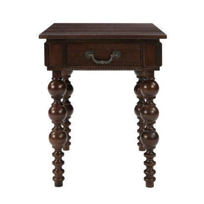 Espresso Wood End Table with Drawer and Turned Spindle Legs – view 9