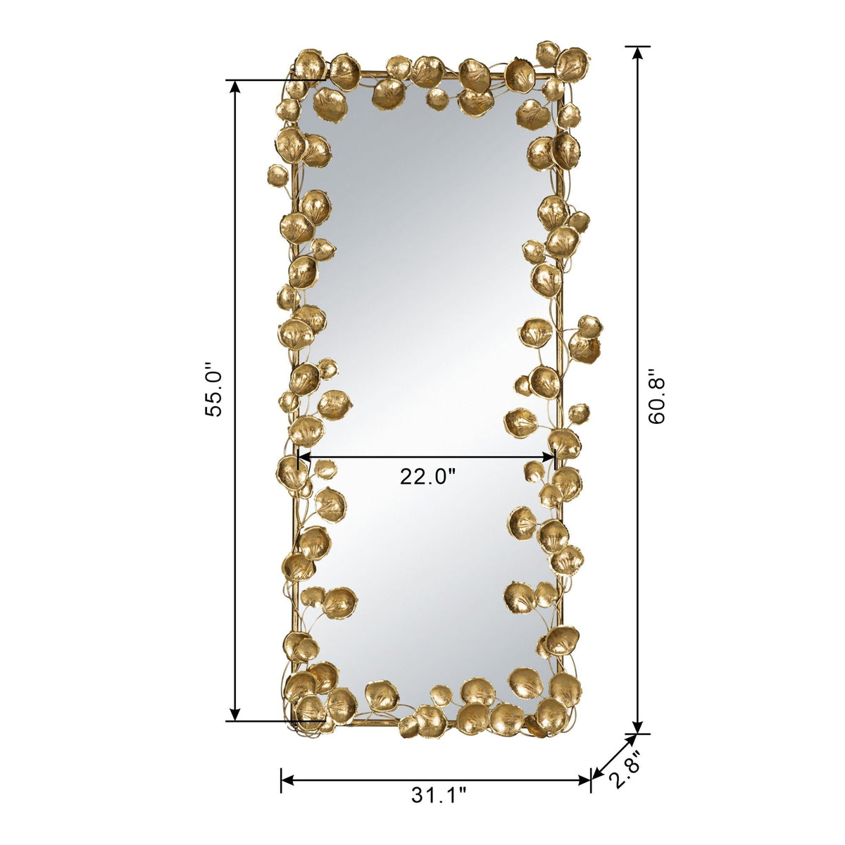 Full-Length Floor Mirror with Gold Leaf Iron Frame, 60.8 Inch – view 4