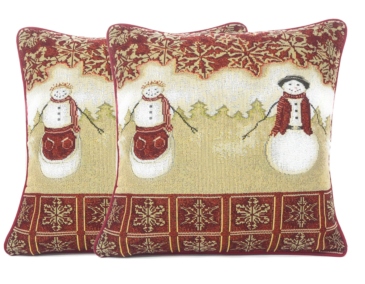 Mr. and Mrs. Snowman Couple Woven Tapestry Christmas Pillow Cover – view 13