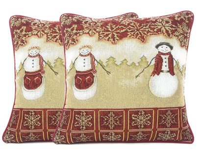 Mr. and Mrs. Snowman Couple Woven Tapestry Christmas Pillow Cover – view 13