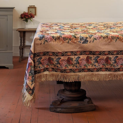Woven Cotton-Polyester Tapestry Tablecloth, Morning Awakening Floral