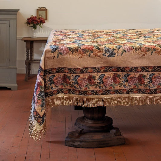 Woven Cotton-Polyester Tapestry Tablecloth, Morning Awakening Floral