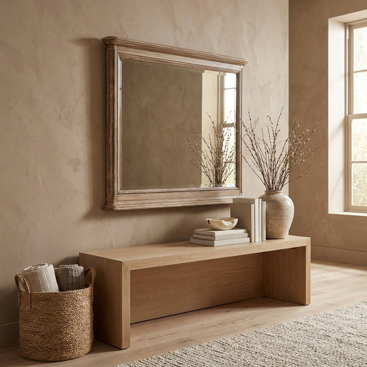 Melbourne Carved Wood Dresser Mirror in French Truffle Finish
