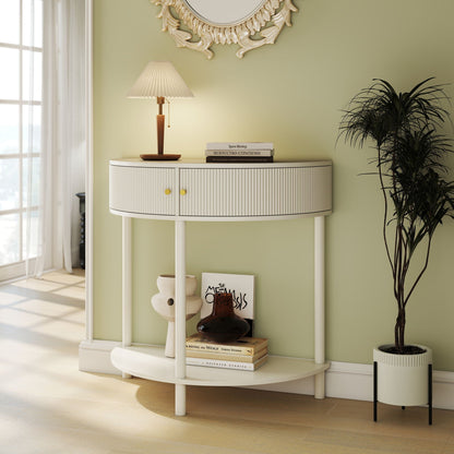 Demi Lune Half-Moon Console Table with 2 Storage Drawers – view 7