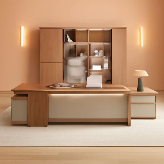 79-Inch L-Shaped Executive Desk with Lockable Drawers & Privacy Panel