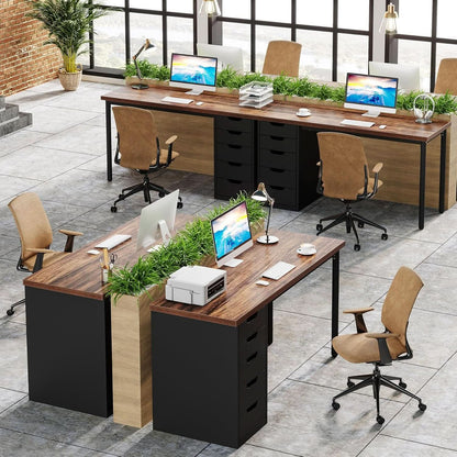 47-Inch Rustic Brown Computer Desk with 5 Drawers – view 8