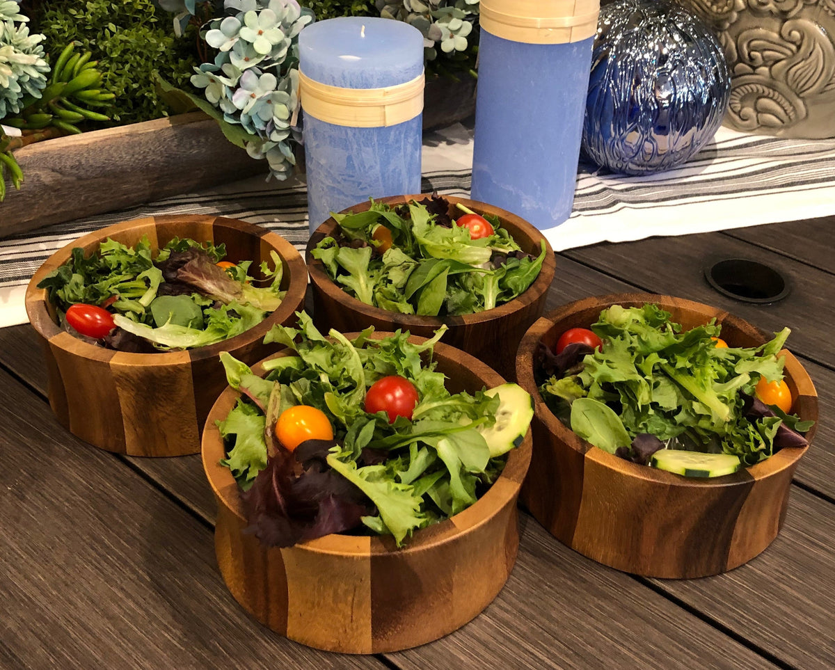 Acacia Wood Individual Salad Bowls, Set of 4 Matching Serving Bowls – view 2