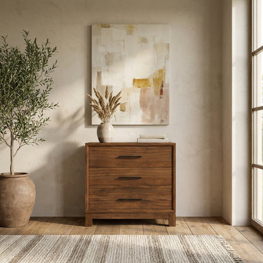 Nova Small 3-Drawer Chest with Bronze Hardware