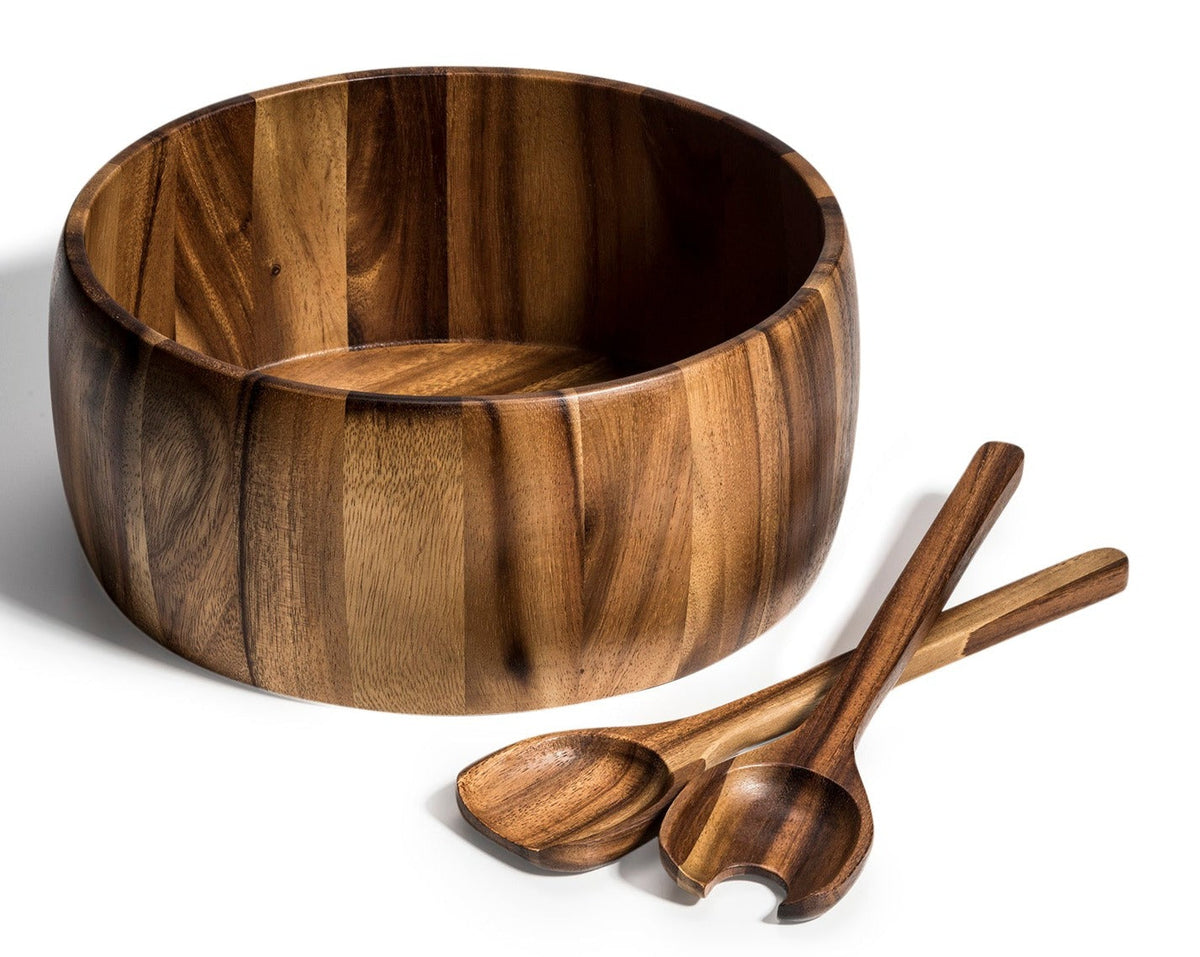 Acacia Wood Extra Large Salad Bowl with Servers