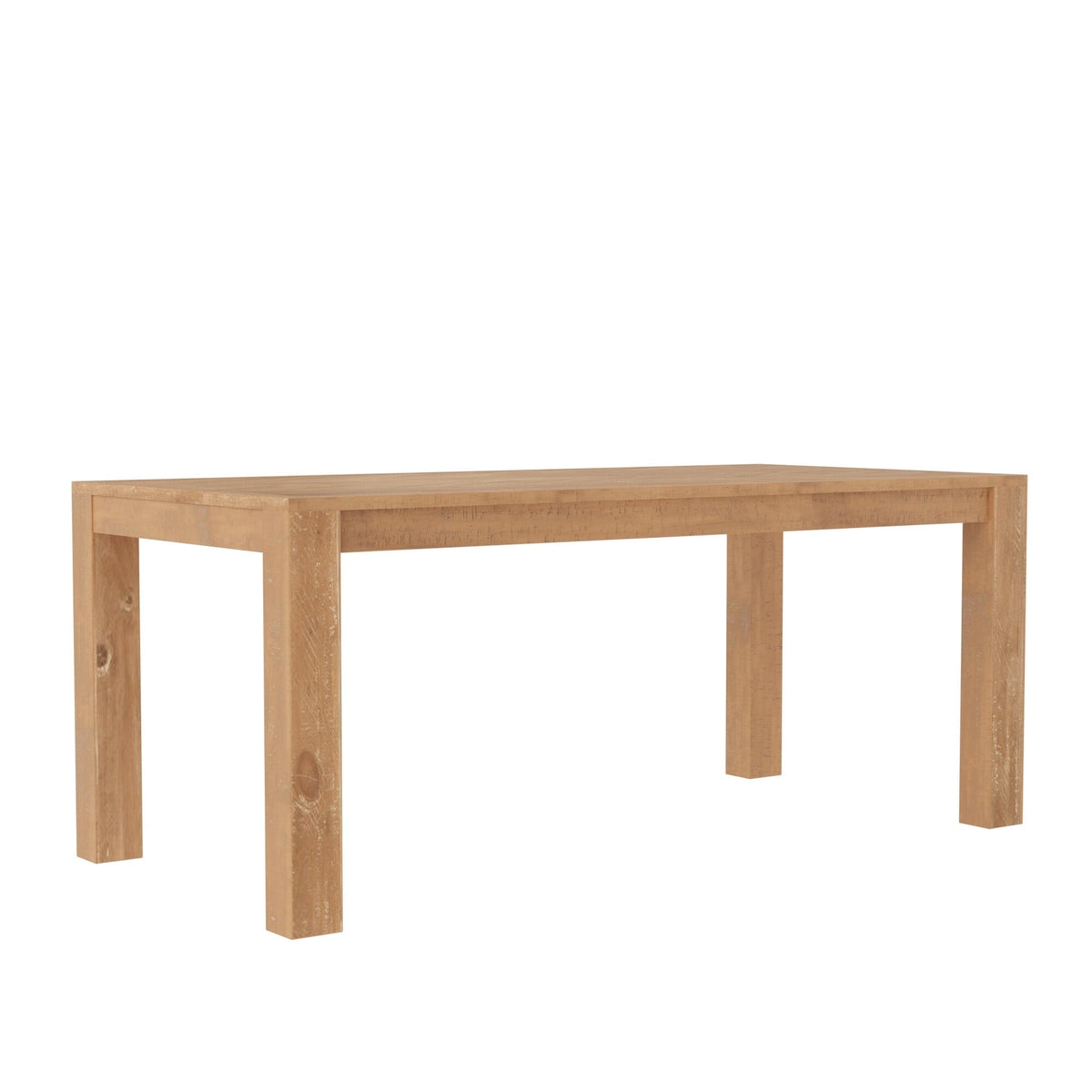 Aiden Solid Pine Dining Table with Chevron Inlay Top, Natural Weathered – view 3