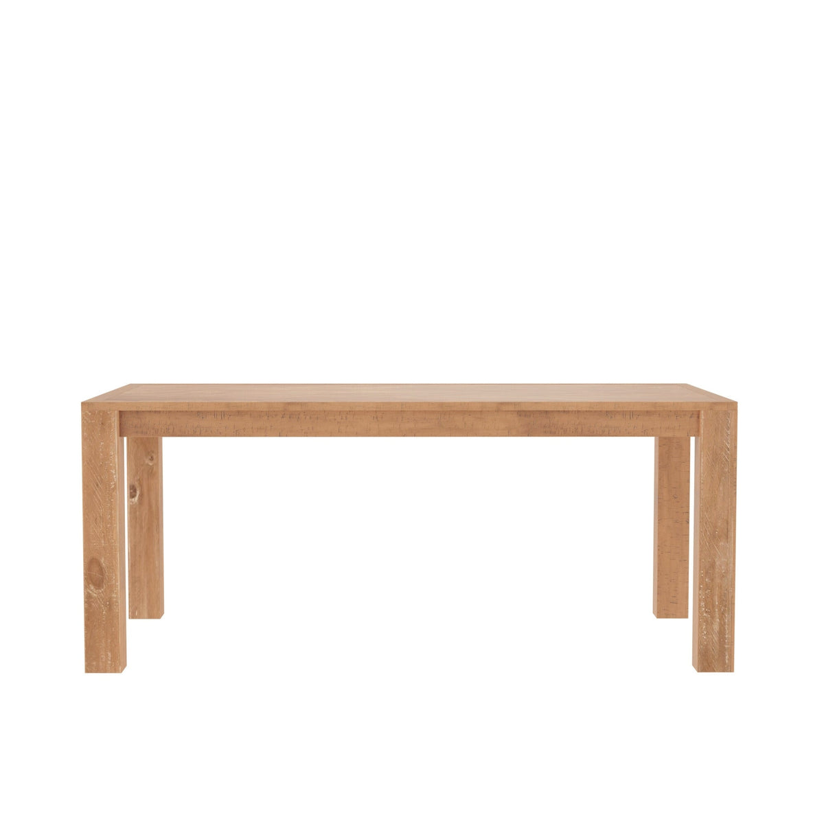 Aiden Solid Pine Dining Table with Chevron Inlay Top, Natural Weathered – view 4