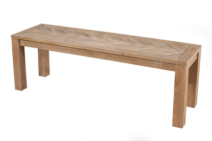 Aiden Rustic Dining Bench with Chevron Inlay, Natural Weathered – view 10