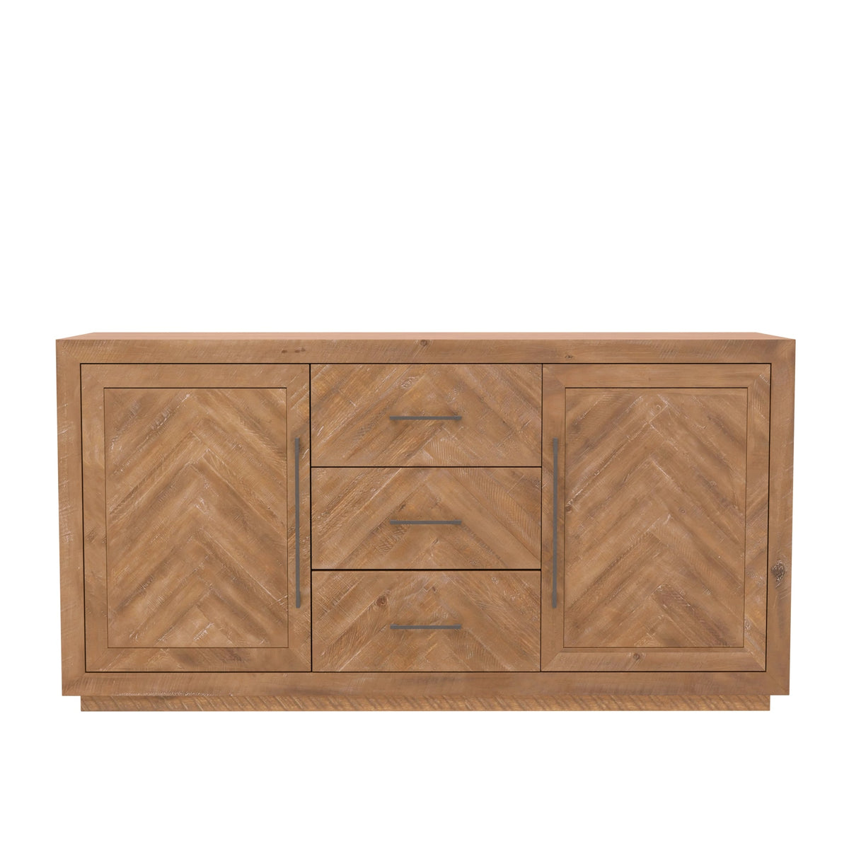 Aiden Pine Sideboard with Chevron Inlay, Natural Weathered – view 3