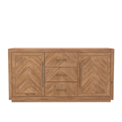 Aiden Pine Sideboard with Chevron Inlay, Natural Weathered – view 3
