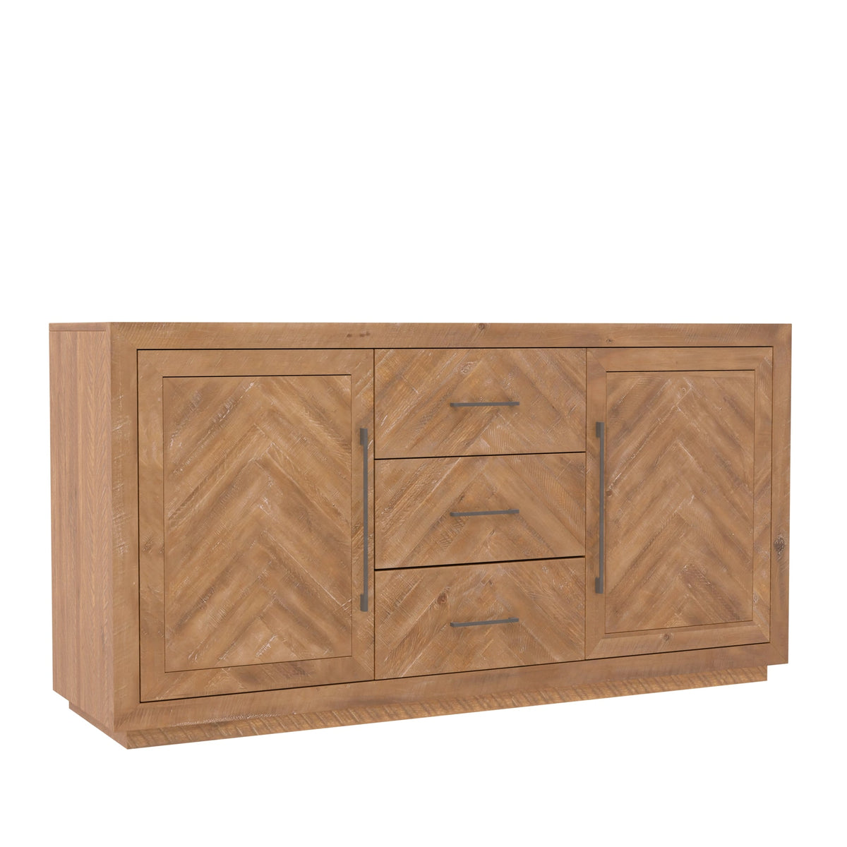 Aiden Pine Sideboard with Chevron Inlay, Natural Weathered – view 2