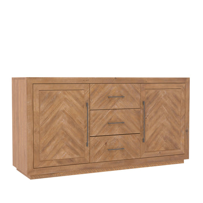 Aiden Pine Sideboard with Chevron Inlay, Natural Weathered – view 2