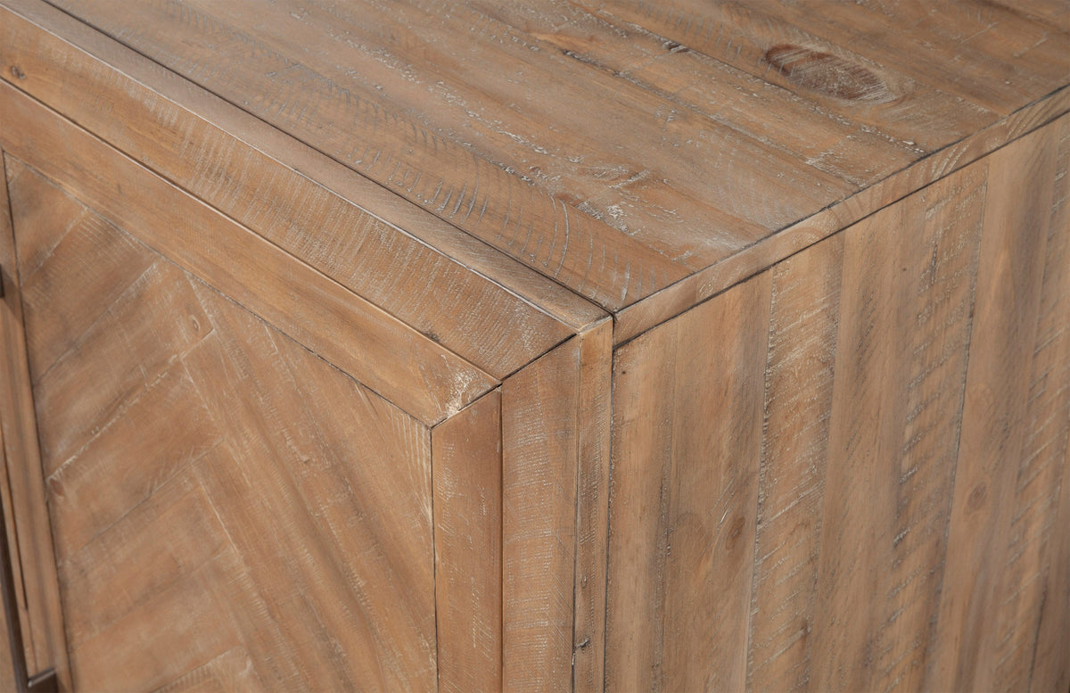 Aiden Pine Sideboard with Chevron Inlay, Natural Weathered – view 10