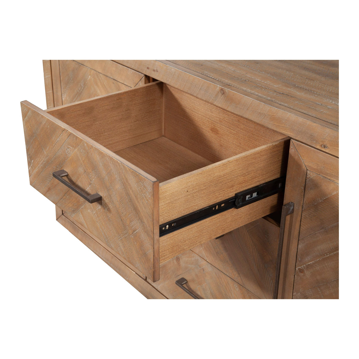 Aiden Pine Sideboard with Chevron Inlay, Natural Weathered – view 9