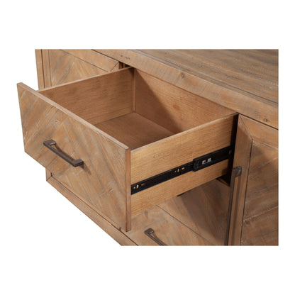 Aiden Pine Sideboard with Chevron Inlay, Natural Weathered – view 9
