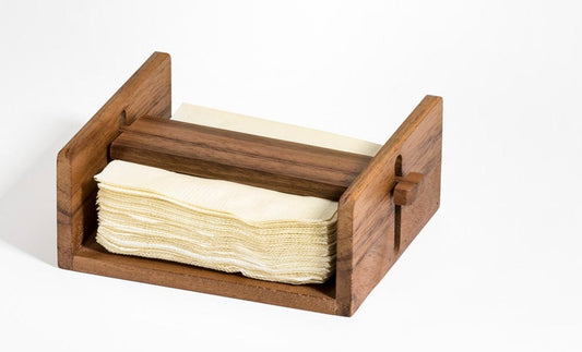 Acacia Wood Cocktail Napkin Holder for 5-inch Square Napkins