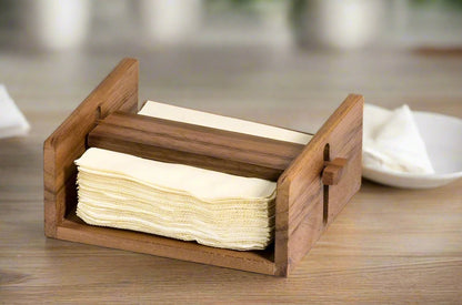 Acacia Wood Napkin Holder for Luncheon and Cocktail Napkins