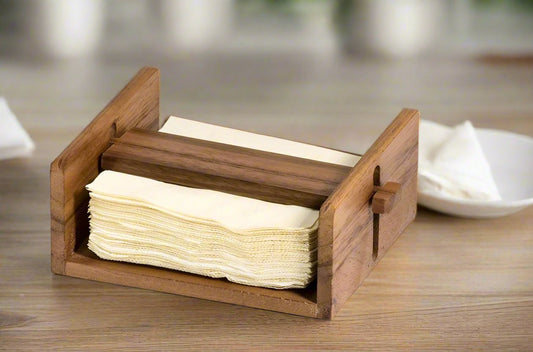 Acacia Wood Napkin Holder for Luncheon and Cocktail Napkins