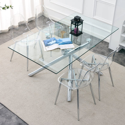 Modern Clear Transparent Dining Chairs with Silver Legs, Set of 6 – view 10