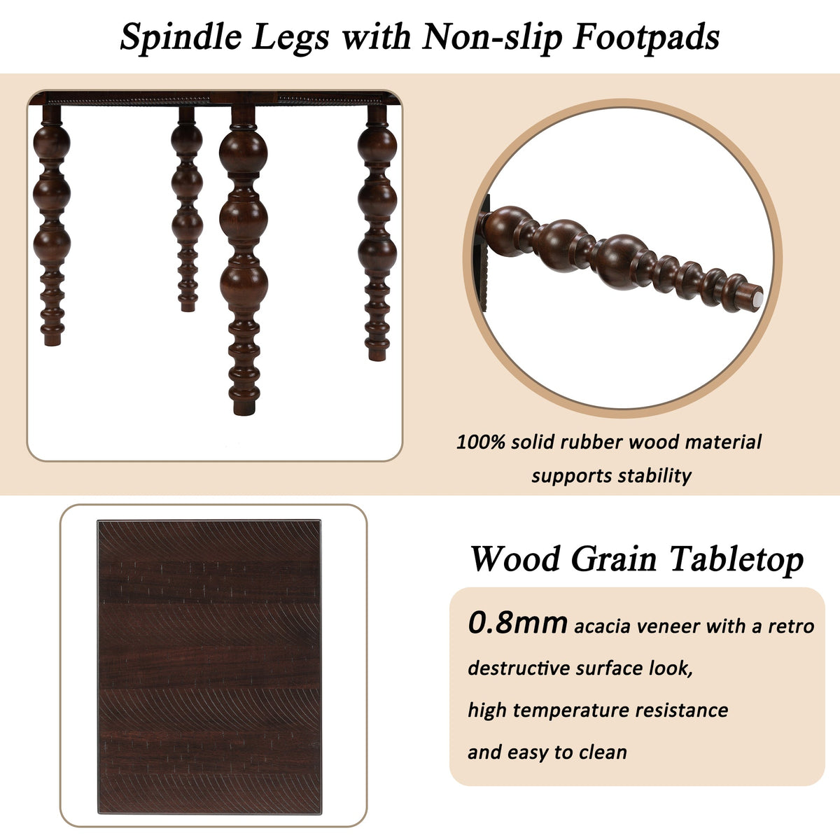 Espresso Wood End Table with Drawer and Turned Spindle Legs – view 6