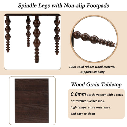 Espresso Wood End Table with Drawer and Turned Spindle Legs – view 6