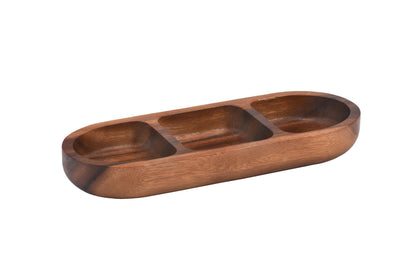 Acacia Wood 3-Compartment Candy and Nut Serving Tray – view 2