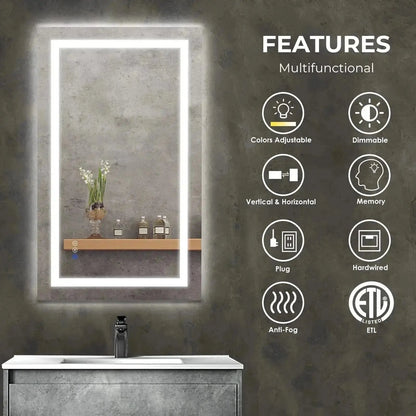 36 x 24 Inch Center Glow LED Bathroom Vanity Mirror with Anti-Fog – view 8